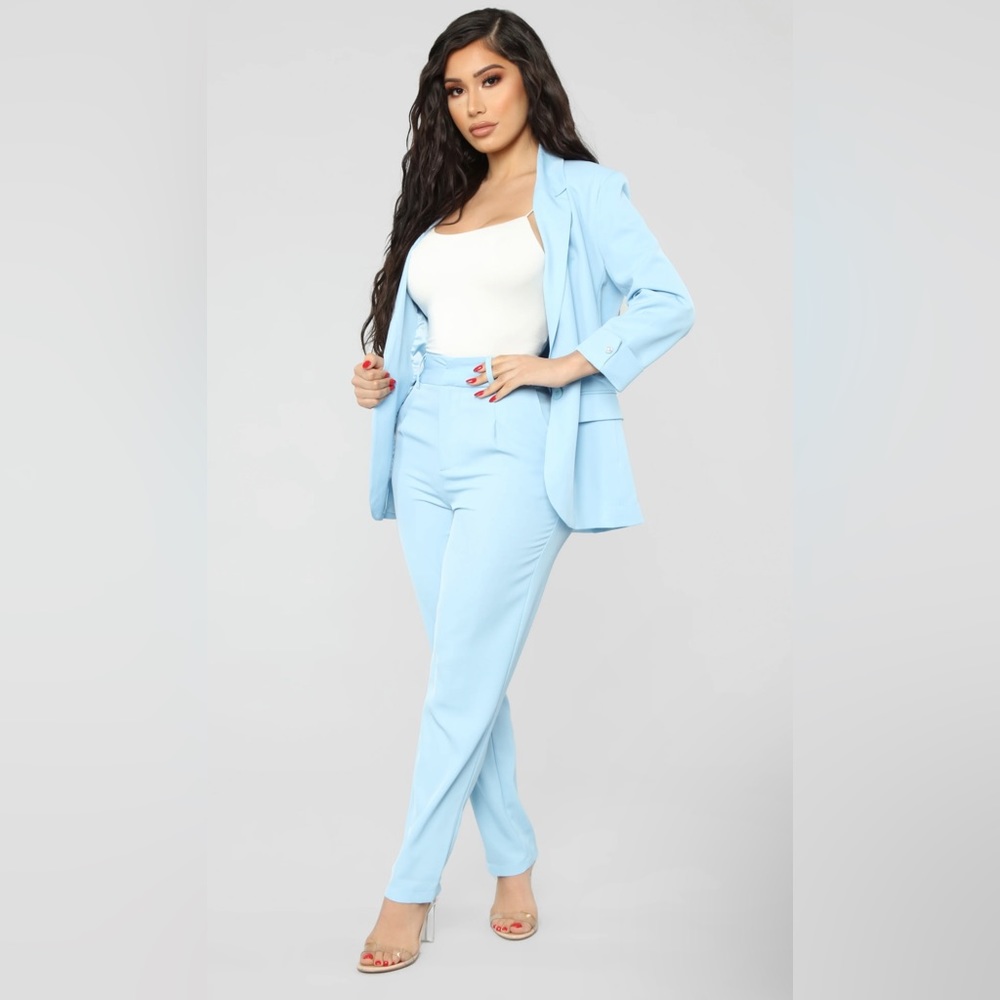 Fashion nova much to be expected Suit Set-Light blue